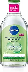NIVEA Micellar Makyaj Temizleme Suyu Arındırıcı ve Matlaştırıcı 400 ml, Yüz, Göz ve Dudak Temizleyici, Amino Asit Kompleksi ve Okyanus Yosunu Özü