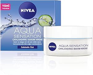 NIVEA Aqua Sensation Canlandırıcı Yüz Bakım Kremi 50ml, Nemlendirici, Salatalık Özü, Dolgun Cilt