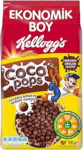Kellogg’s Coco Pops Çikolatalı Buğday ve Mısır Gevreği 700 gr, Lif, Demir ve 6 Vitamin Kaynağı, %100 Pancar Şekeri, D vitamini, Kalsiyum, Folik Asit ve Demir İçerir