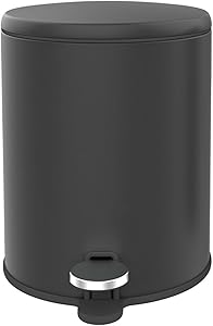 Primanova Stainless Steel Wastebin with Lid Soft Close and Inner Basket for Easy Garbage Removal be Used in Home, Kitchen,Office and Bathroom, 6 Liter,(Black matte) M-E41-06-06M