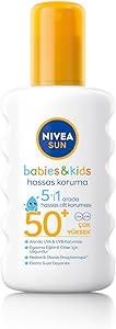 NIVEA SUN SPF50 Çocuklar İçin Hassas Güneş Koruyucu Vücut Spreyi 200ml, UVA Koruması, 5i 1 Arada Bakım