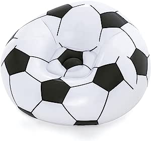 Bestway Up In %26 Over Beanless futbol topu koltuğu, 114 x 112 x 66 cm, futbol hava koltuğu, siyah/beyaz