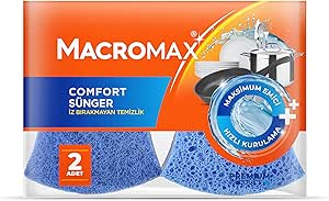 Macromax Comfort Çizmez Bulaşık Süngeri 2’li, Maksimum Emici Hassas Yüzeyler İçin