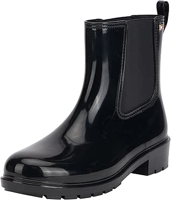 Tommy Hilfiger Kadın FLAG RAINBOOT Yürüyüş Botu, Siyah, 38 EU