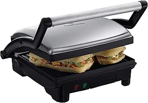 Russell Hobbs tost makinesi [3’ü 1 arada: 17888-56 masa üstü ızgara, açık ızgara plakaları, panini ve sandviç makinesi, temas ızgarası, aynı anda her iki taraftan] paslanmaz çelik, yapışmaz kaplamalı plakalar