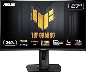 ASUS TUF Gaming VG27VQM 27 Kavisli VA Freesync Premium 1920×1080 1MS (MPRT) 240HZ DP HDMI 2xUSB 3.2 Gen 1 Type-A MM VESA 3YIL ELMB Sync, Yükseklik Ayarlı Monitör
