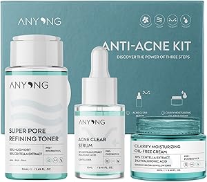 Anyong Akne Karşıtı Ve Gözenek Sıkılaştırıcı Karma-yağlı Cilt Bakım Kiti (TONİK, SERUM, KREM)/ Azelaik Asit (50 ML + 12 ML + 20 ML)