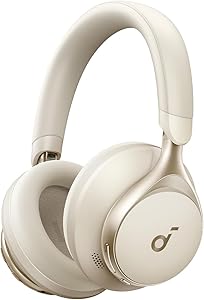 Soundcore by Anker Space One, Aktif Gürültü Önleyici Kulaklık, 2 Kat Daha Güçlü İnsan Sesi Azaltma, 40 Saat ANC Çalma Süresi, Uygulama Kontrolü, LDAC, Rahat Uyum, Net Aramalar, Bluetooth 5.3, Beyaz