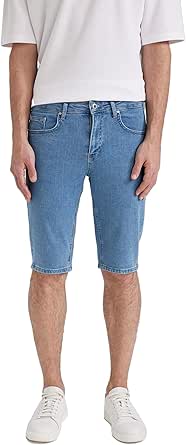 DeFacto Regular Fit Jean Bermuda Şort Mavi 28