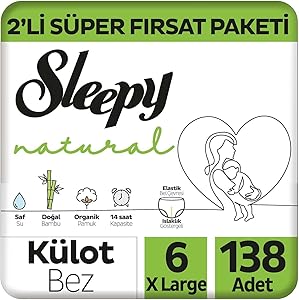 Sleepy Natural 2’li Fırsat Paketi Külot Bez 6 Numara Xlarge 138 Adet