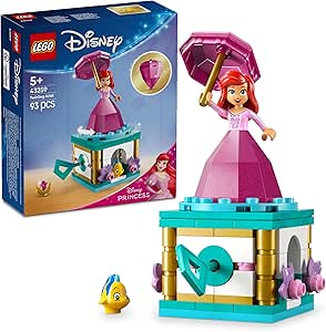 LEGO ǀ Disney Princess Dönen Ariel 43259-5 Yaş ve Üzeri Prenses Seven Çocuklar için Mini Bebek Figürü İçeren Yaratıcı Oyuncak Yapım Seti, Doğum Günü Hediyesi (93 Parça)