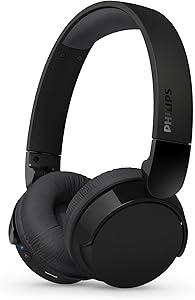 Philips TAH3209BK hafif kulak üstü kablosuz Bluetooth kulaklık, pasif gürültü yalıtımlı, 25 saat çalma süresi, net çağrılar, dinamik bas, 2 saat USB-C şarj, siyah