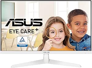ASUSK ASUS VY249HE-W 23.8 IPS, Beyaz 1920×1080 1MS 75HZ Hdmi VGA Vesa 3 Yıl Eyecare Plus, Flicker-Free, Çerçevesiz, Düşük Mavi Işık, Antibakteriyel Kaplama Monitör