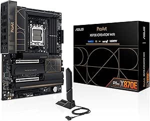 ASUS PROART X870E-CREATOR WIFI AMD X870E AM5 DDR5 8000 HDMI 2xUSB4 4x M2 USB3.2 WiFi 7 + BT AURA RGB 10Gbit + 2.5Gbit LAN ATX 16+2+2 Güç Aşamaları, Çift USB4 Anakart
