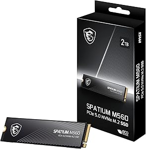 MSI SPATIUM M560 SSD 2 TB – PCIe 5.0 NVMe M.2 dahili katı hal sürücü, 10.300 MB/s okuma, 8.700 MB/s yazı, 3D NAND, entegre veri güvenliği, merkez, 5 yıl garanti (1200 TBW)