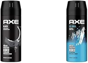 Axe Erkek Deodorant & Bodyspray Black 48 Saat Etkileyici Koku (150 ml) ve Axe Erkek Deodorant & Bodyspray Ice Chill 48 Saat Etkileyici Koku (150 ml)