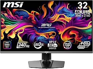 MSI 31.5 MPG 322URX QD-OLED, Gaming Monitör, UHD, 16:9 Flat, QD-OLED, 240HZ, 0.03ms, G-SYNC Compatible