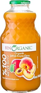 BenOrganic Şeftali Kayısı Elma Suyu 940 ml Cam Şişe