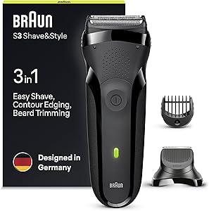 Braun 3 Serisi 300 BT BLK 3’ü 1 Arada,Kablosuz ve Kuru Kullanım Tıraş Makinesi/Traş Makinesi