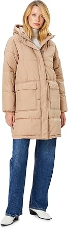 Pocket and Zipper Detail Hooded Long Puffer Coat