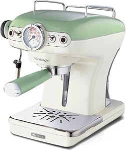 Ariete 1389/14 Vintage Filtreli Espresso Makinesi, Süt Köpürtme Başlıklı, Yeşil, 900 W