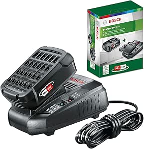 Bosch Home and Garden 18 Volt Akü ve AL 1830 CV Şarj Cihazı Başlangıç Seti, 2.5 Ah Akü, 300l/saat Debi, 0.365 kg