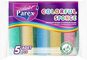 Parex Rengarenk Sünger Düz 5’Li 1 Paket (1 x 5 Adet)