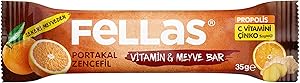 Fellas Vitamin & Meyve Bar, Portakallı ve Zencefilli, 35gr x 12 Adet