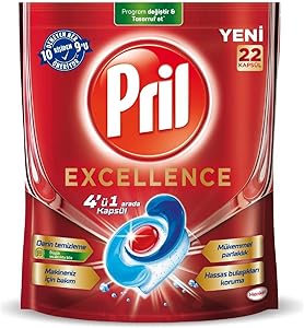Pril Excellence 4 ü 1 Arada Bulaşık Makinesi Deterjanı 22 Kapsül