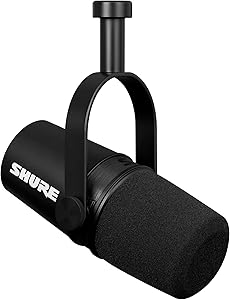 Shure MV7X, Professional Podcast Microphone, Dynamic Audio Recording, Universal XLR Compatible, Ideal for PC Gaming & Live Streaming, Black