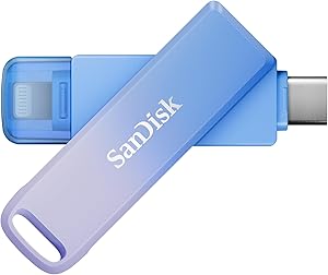 SanDisk Creator Phone Drive 256 GB (iPhone, iPad, PC ve Mac için, Lightning ve USB Type-C için, otomatik yedekleme, şifre koruması, 90 MB/s’ye kadar aktarım, 3 ay Adobe Lightroom dahil)