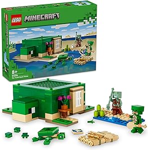 LEGO Minecraft Kaplumbağa Plaj Evi 21254-7 Yaş ve Üzeri Macera Oyunları Seven Çocuklar İçin 3 adet LEGO Minecraft Minifigürü içeren Yaratıcı Oyuncak Yapım Seti, Doğum Günü Hediyesi Fikri (234 Parça)