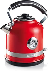 Ariete Moderna Su Isıtıcı Kırmızı 2854/00 – Modern Kettle 1,7 Lt, 2000 Watt, Paslanmaz Çelik Gövde, Su Sıcaklığını Gösteren Termometre, 360° Kablosuz Taban