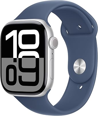 Apple Watch Series 10 GPS + Cellular 42 mm Gümüş Rengi Kasa Akıllı Saat ve Kot Rengi Spor Kordon – M/L. Fitness Takibi, EKG uygulaması, Hep Açık Retina Ekran, Suya Dayanıklı Tasarım