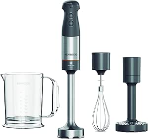 Kenwood Triblade System El Blender Seti HBM60.007GY – 1000 Watt Güçlü Motor, Püre Aparatı, Patentli Triblade 3 Açılı Bıçak Sistemi,%20 Daha Uzun Karıştırma Çubuğu, Metal Çırpıcı, Karıştırma Haznesi