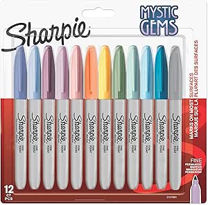 Sharpie Fine Permanent Markör, Mystic Gems, 12’li Paket