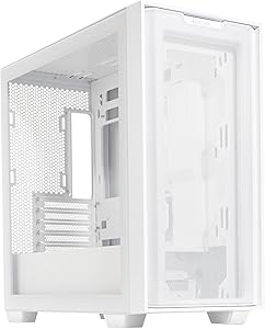 ASUS A21 Kasa 360 mm Soğutucu, 380 mm Uzunluğa Kadar Ekran Kartı ve Standart ATX PSU Destekli, Gizli Kablo Bölmeli Micro-ATX Bilgisayar Kasası, Beyaz