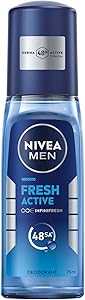 NIVEA MEN Erkek Pump Sprey Deodorant Fresh Active 75ml, Ter Ve Ter Kokusuna Karşı 48 Saat Koruma