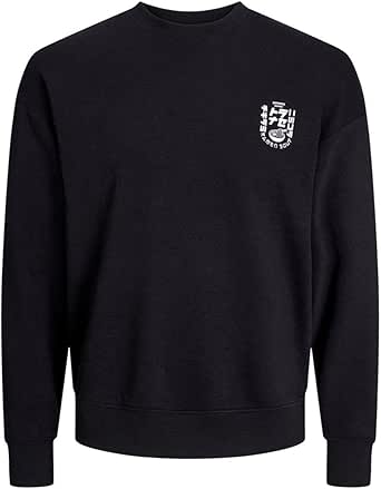 JACK %26 JONES, JJDIRK SWEAT CREW NECK, Sweatshirt, Erkek, Siyah, M