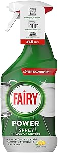 Fairy Power Sprey, 3’ü 1 arada, Bulaşıklarınız Ve Mutfağınız Için Zahmetsiz Temizlik Ve Parlaklık, Limon Kokulu, 800ml