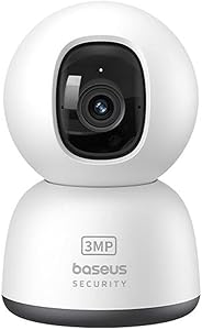 Baseus Security P1 Lite Indoor 2K 3MP Wi-Fi Güvenlik Kamerası AI Algılama, 8x Zoom, Alexa ve Google uyumlu