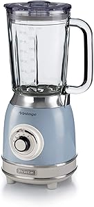 Ariete Vintage Cam Blender Mavi 0583/05-1,5 Litre Kapasiteli Cam Sürahi, 4 Hız Kademesi, Pulse Özelliği ve Buz kırma Fonksiyonu, 4 Paslanmaz Çelik Bıçak ile Güçlü Performans