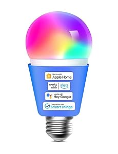 meross Akıllı Wi-Fi ampul, Apple HomeKit ile çalışır, WiFi lamba, LED, çok renkli, kısılabilir ampul, Siri, Alexa, Google Home ve SmartThings ile uyumlu, E27 sıcak beyaz