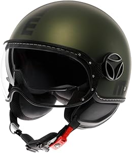 MOMODESIGN Fgtr Evo Motosiklet Kaskı Açık Kask Mono Matt Green Black L