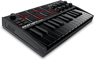 Akai Professional MPK Mini MK3 USB MIDI Klavye Controller, 25 Mini Tuş, Arkadan Aydınlatmalı 8 Bateri Pedi, 8 Düğme ve Müzik Prodüksiyon Yazılımı Dahil, Siyah