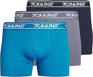 Jack %26 Jones Erkek JACCARL MICROFIBER TRUNKS 3 PACK Boxer, Gri, L